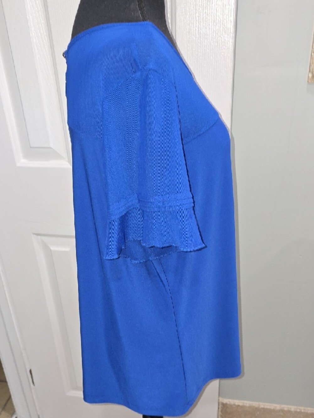 Per Seption Blue Mesh Sleeve Scoop Neck Top Size L - Picture 8 of 11